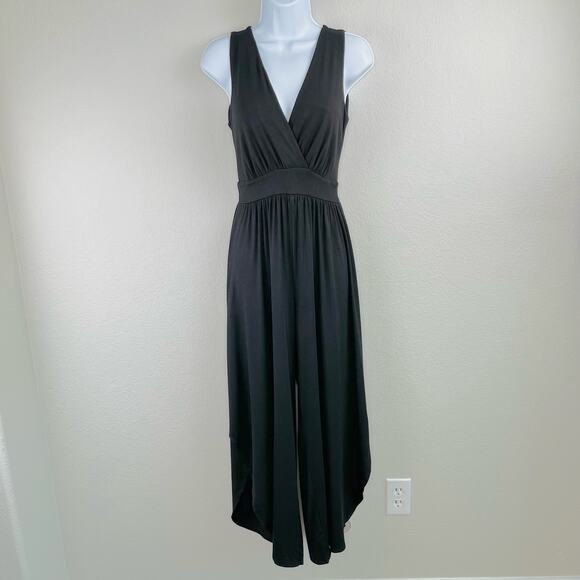 Fraiche by J Black Sleeveless Wide Leg V-Neck Capri Jersey Jumpsuit XS/Small - Picture 15 of 15